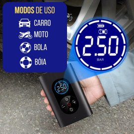 Calibrador Compressor de Ar Para Carro, Bike ou Moto