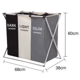 Cesto de Roupa com Separação em 3 Compartimentos e Cores