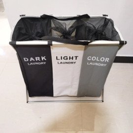 Cesto de Roupa com Separação em 3 Compartimentos e Cores