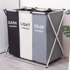Cesto de Roupa com Separação em 3 Compartimentos e Cores