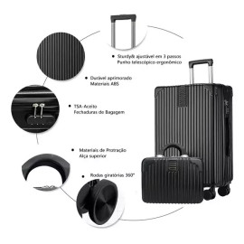 Mala De Bordo e Frasqueira de Viagem com Rodinhas 360° Tamanho P ABS