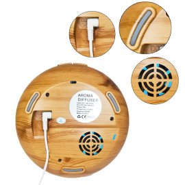 Aromatizador e Umidificador de Ambientes Com 7 Tipos De Luzes De Led 400ML Cor:Mogno