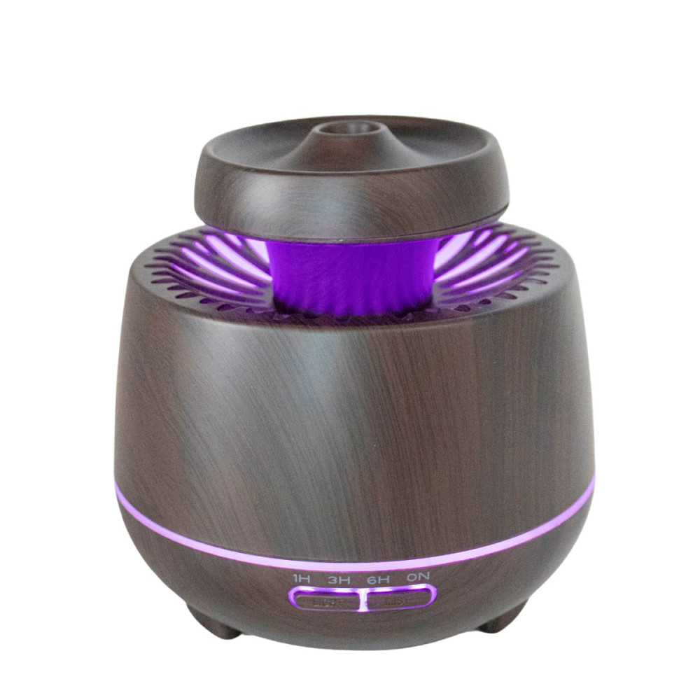 Aromatizador e Umidificador de Ambientes Com 7 Tipos De Luzes De Led 400ML Cor:Mogno
