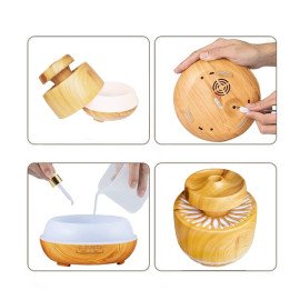 Aromatizador e Umidificador de Ambientes Com 7 Tipos De Luzes De Led 400ML Cor:Mogno