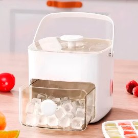 Caixa Dispenser Molde de Gelo 2 em 1 Forma Gaveta