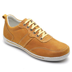 Sapatênis Casual Conforto Couro Amarelo
