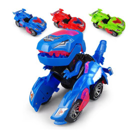Carrinho Transformar Dinossauro Bate E Volta Sons Luzes Brinquedo