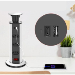 Torre 3 Tomadas de Mesa Retrátil Bivolt De Embutir Bancada