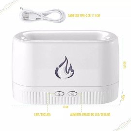 Difusor Aromatizador Umidificador Chamas Ar Óleos Essenciais