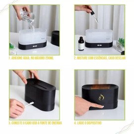 Difusor Aromatizador Umidificador Chamas Ar Óleos Essenciais