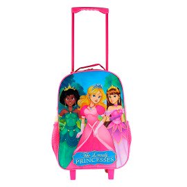 Conjunto Mochila Escolar Infantil Princesas de Rodinhas