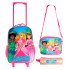 Conjunto Mochila Escolar Infantil Princesas de Rodinhas