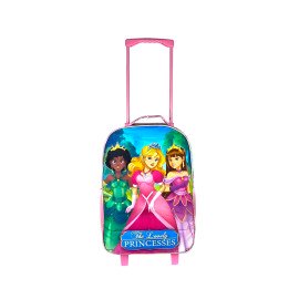 Conjunto Mochila Escolar Infantil Princesas de Rodinhas