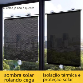 Cortina Com Ventosas Para Janela Sala De Estar Cozinha Quarto Escritorio Protetor Solar Persiana 68x125cm