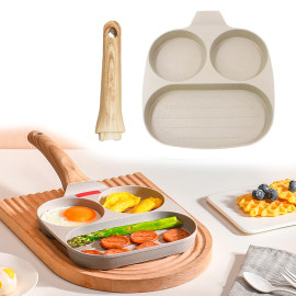 Frigideira Antiaderente Ovo 3 Em 1 Divisórias Hamburguer Cozinha