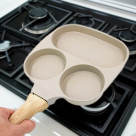 Frigideira Antiaderente Ovo 3 Em 1 Divisórias Hamburguer Cozinha