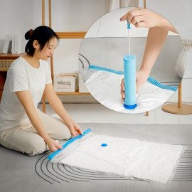 Kit 5 Sacos Vácuo Bomba De Ar Organização Espaço Casa