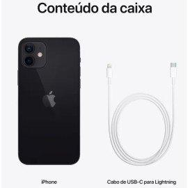 iPhone 12 Apple 64GB E 128GB Preto /branco Tela de 6,1” Câmera Dupla de 12MP