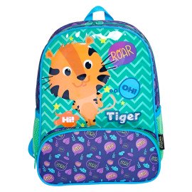 Mochila Infantil Com Bolso Externo Animais Escola Passeio