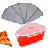 Pote Expansível Armazenar Pizza Silicone Separador 5 Fatias Cor:Vermelho