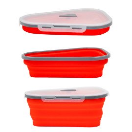 Pote Expansível Armazenar Pizza Silicone Separador 5 Fatias Cor:Vermelho