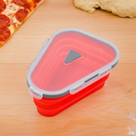Pote Expansível Armazenar Pizza Silicone Separador 5 Fatias Cor:Vermelho