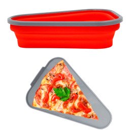 Pote Expansível Armazenar Pizza Silicone Separador 5 Fatias Cor:Vermelho