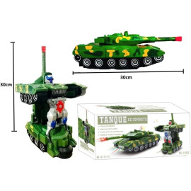 Tanque De Combate Transformar Robô Bate e Volta Música E Luzes