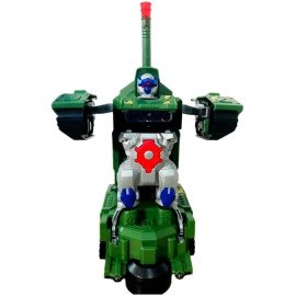 Tanque De Combate Transformar Robô Bate e Volta Música E Luzes