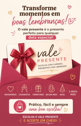 Presenteie quem você ama com um vale presente